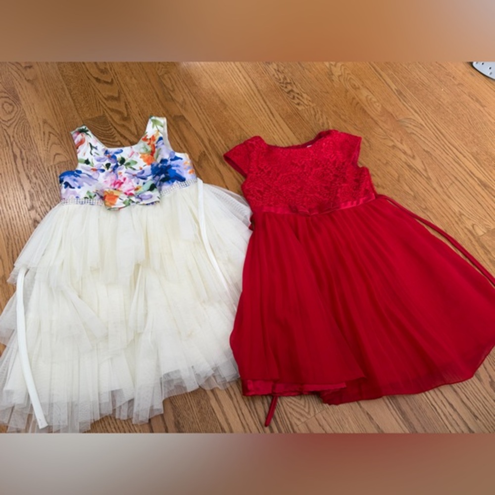 Elegant Red and Floral Kids Dress Set